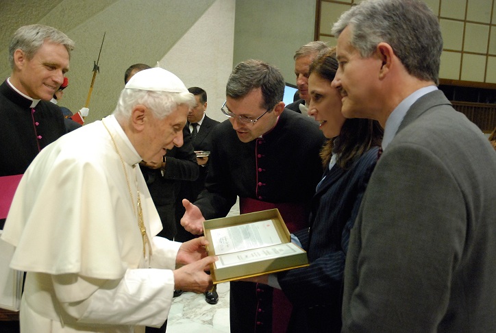 Pope Benedict XVI presented first edition of The Healing Cell by the authors, Robin L. Smith, M.D., Msgr. Tomasz Trafny, and Max Gomez, Ph.D.